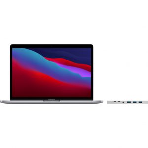 Apple MacBook Pro 13" (2020) 16GB/256GB Apple M1 Zilver + Bluebuilt Docking Station