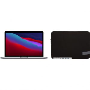 Apple MacBook Pro 13" (2020) 16GB/256GB Apple M1 Zilver + Docking Station + Laptophoes