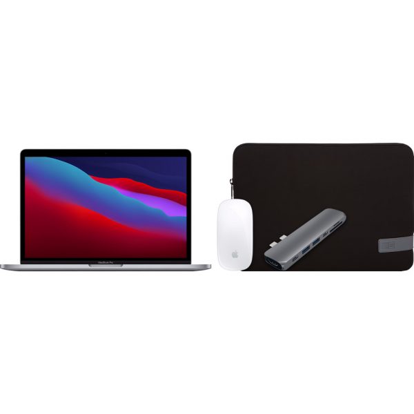 Apple MacBook Pro 13" (2020) 16GB/256GB Apple M1 Space Gray + Muis + Sleeve + Dock
