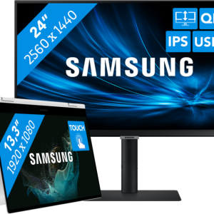 Studenten pakket - Samsung Galaxy Book2 Pro 360 13 NP930QED-KB1NL + QHD Monitor