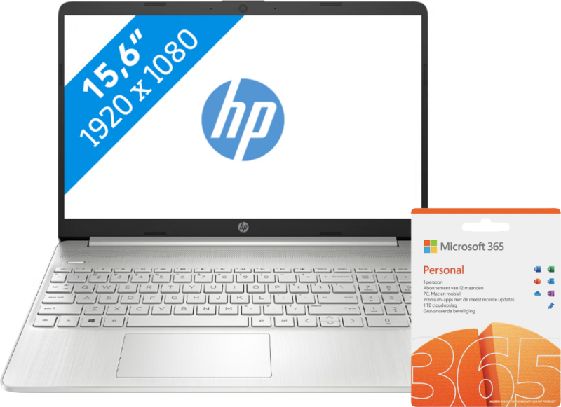 HP 15s-fq4965nd + 1 jaar Office 365 Personal