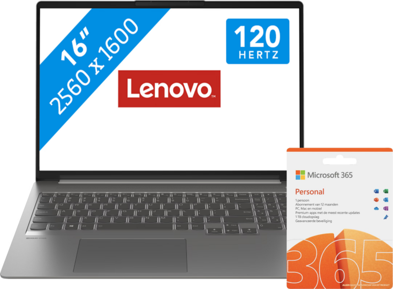 Lenovo IdeaPad 5 Pro 16ACH6 82L500VLMH + 1 jaar Office 365 Personal