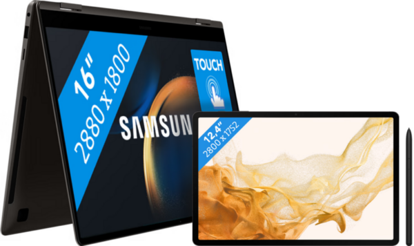 Samsung Galaxy Book3 Pro 360 NP960QFG-KA1NL + Galaxy Tab S8 Plus