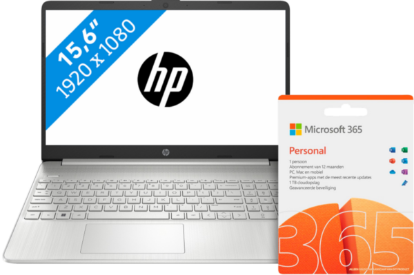 HP Laptop 15s-eq2956nd + Microsoft Office 365 Personal NL Abonnement 1 jaar